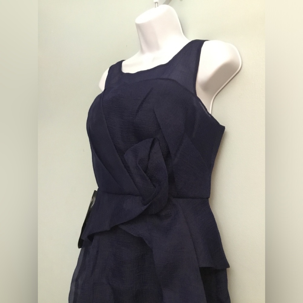 JS Collections Navy Layered Sheer dress